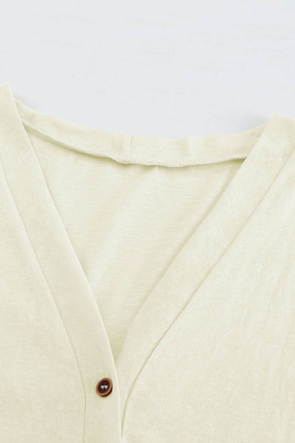 Beige V-Neck Button-Up Cardigan for Casual Layering