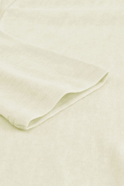 Beige V-Neck Button-Up Cardigan for Casual Layering