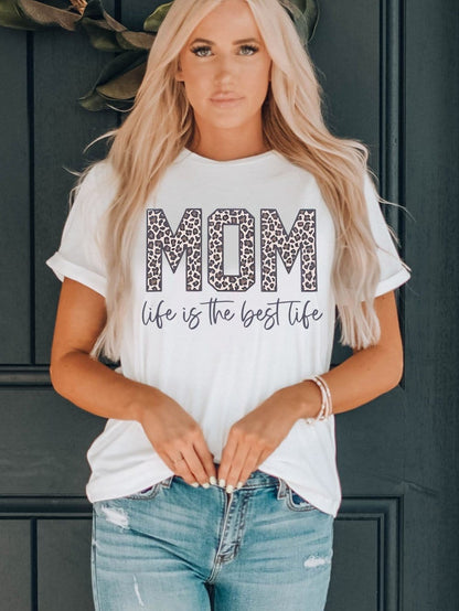 Best Life White MOM Graphic Tee for Her