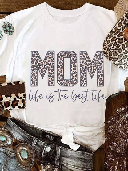 Best Life White MOM Graphic Tee for Her
