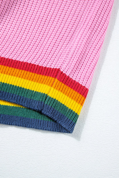 Festive Glitter Stripe Trim Casual Sweater