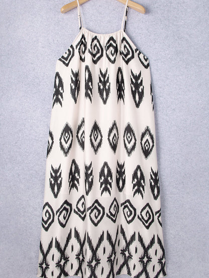 Cowgirl Chic Black Aztec Western Print Halter Maxi Dress