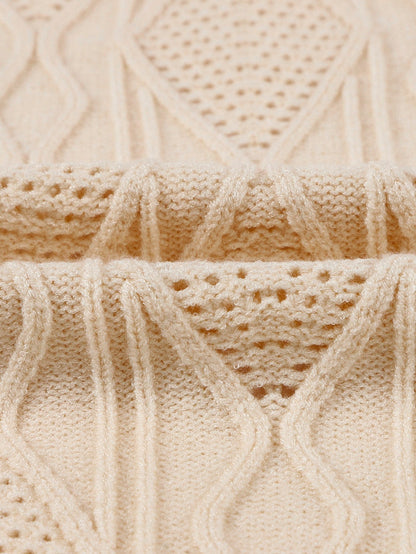 Elegant Apricot V-Neck Oversized Knit Cardigan with Button Detail