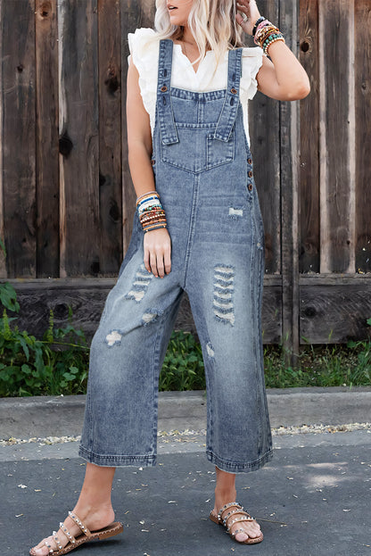 wide leg denim overalls