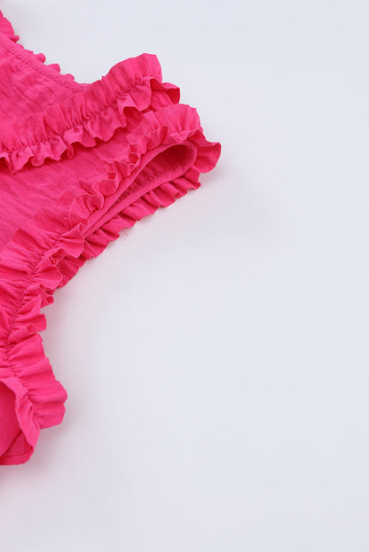 Elegant Rose Frilled V-Neck Sleeveless Tank Top