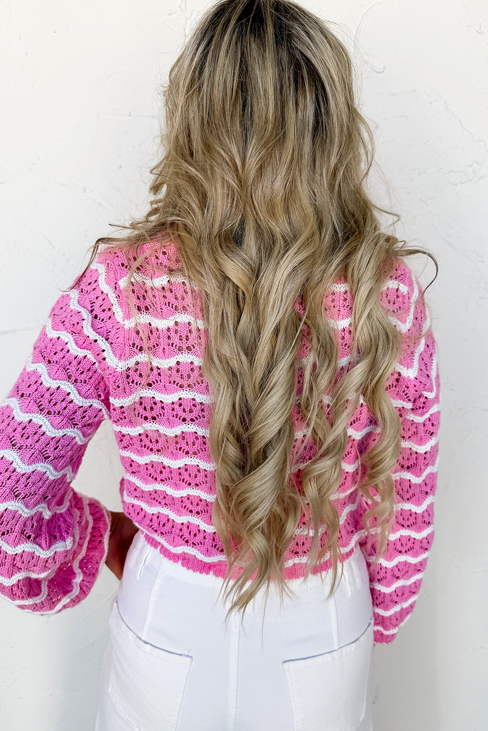 pink stripe cardigan