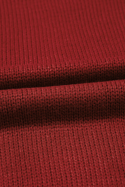 Burgundy Front Pocket and Buttons Closure Cardigan