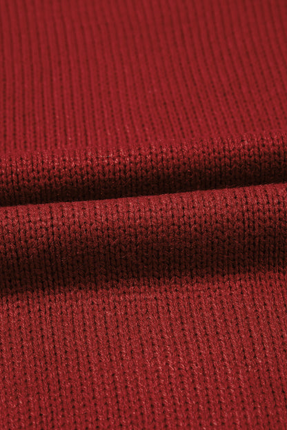 Burgundy Front Pocket and Buttons Closure Cardigan