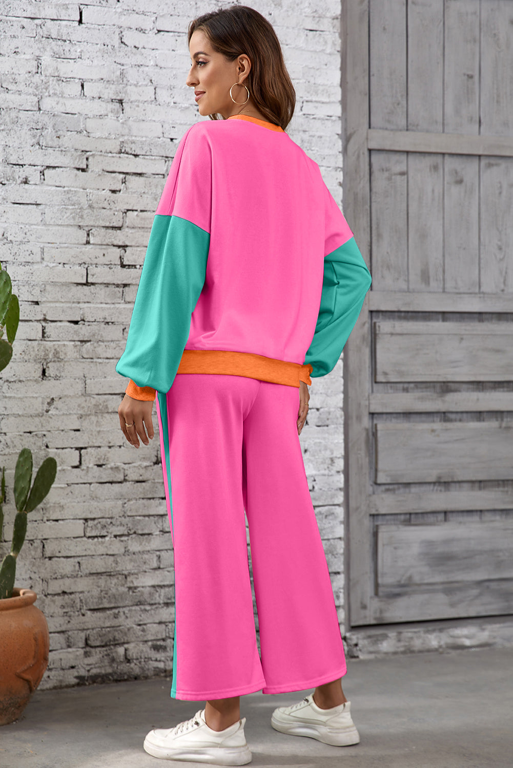color block sweatpant set