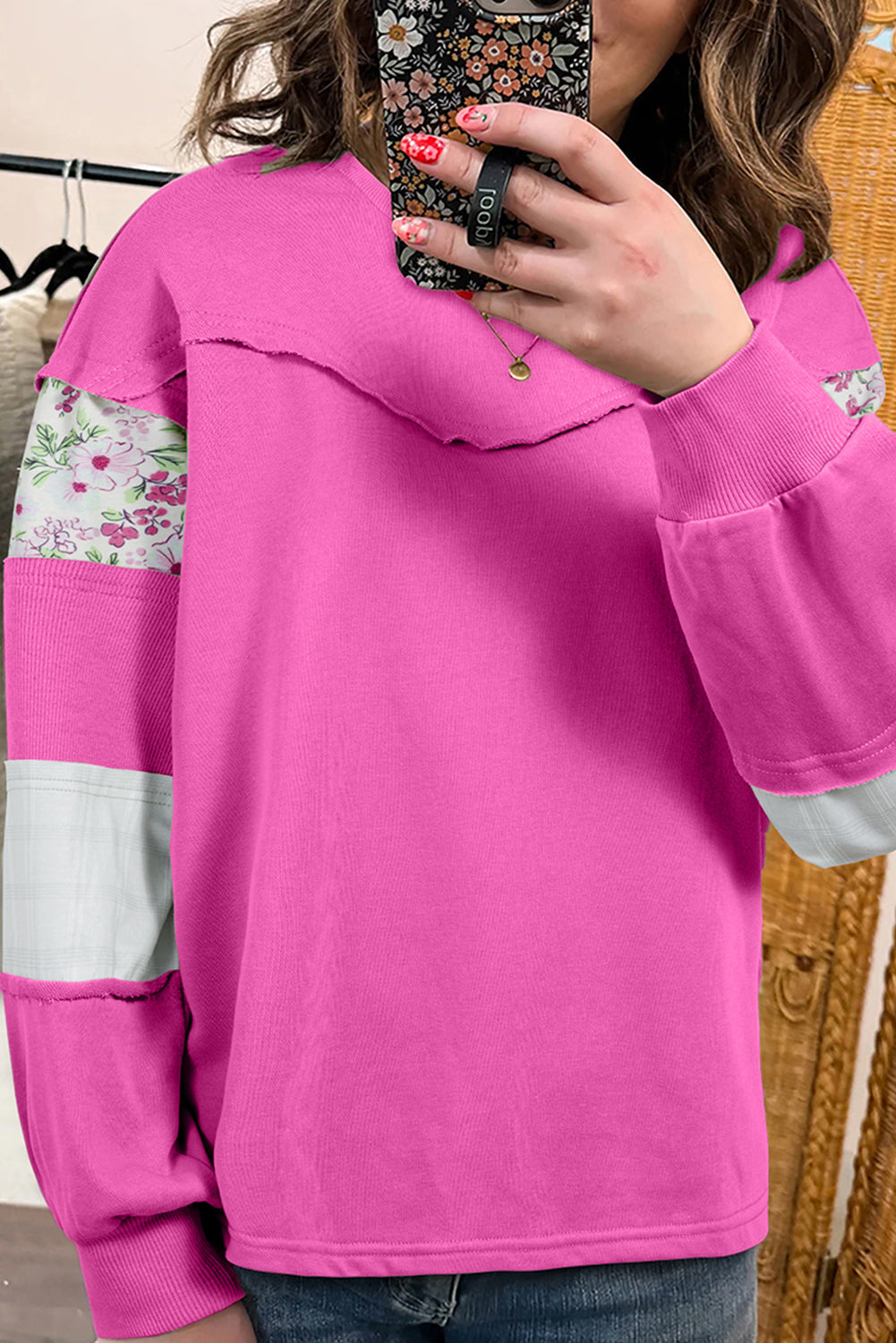 floral patchwork pullover