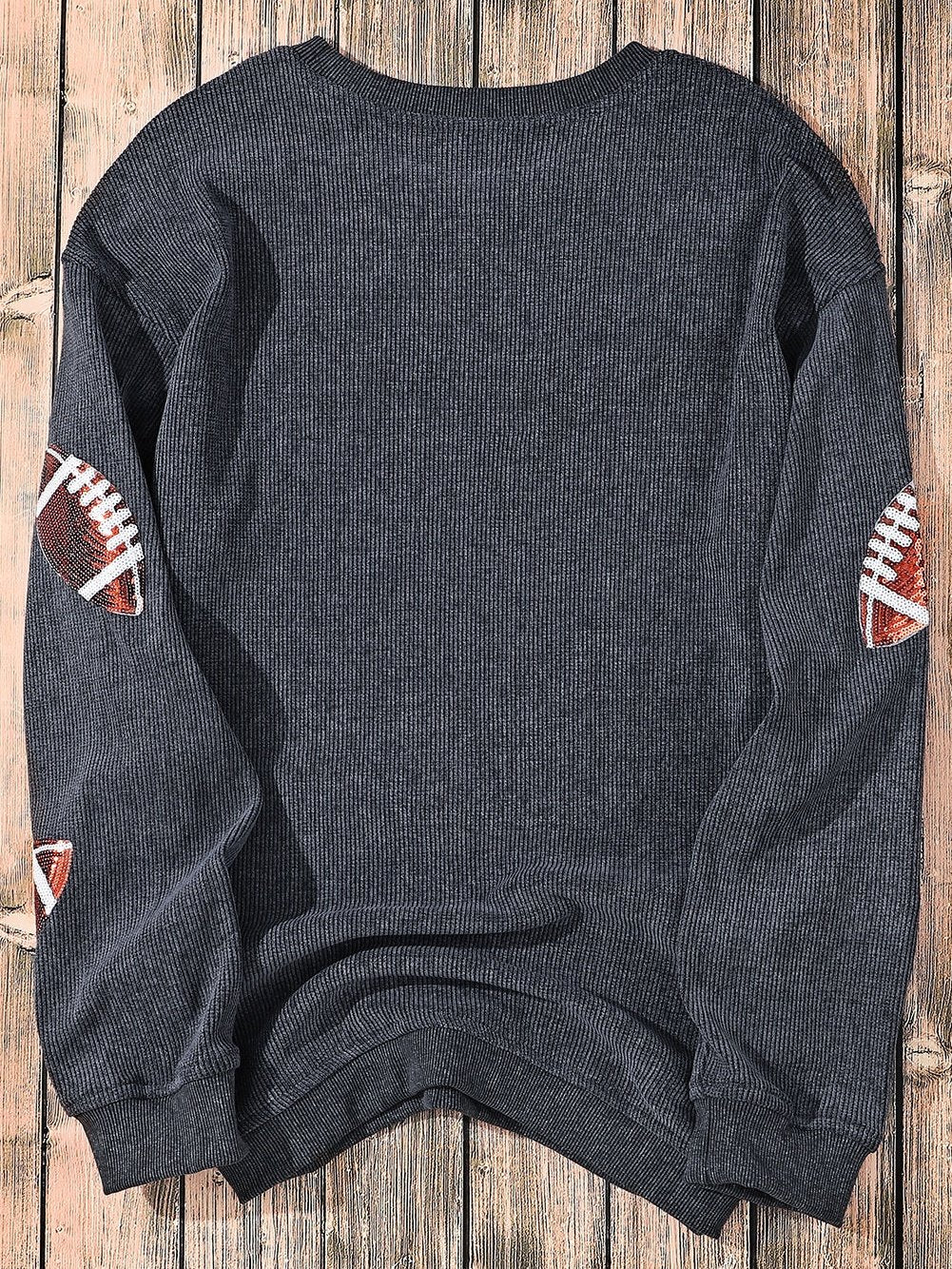 Gray Corduroy Sequin Rugby Shift Sweatshirt
