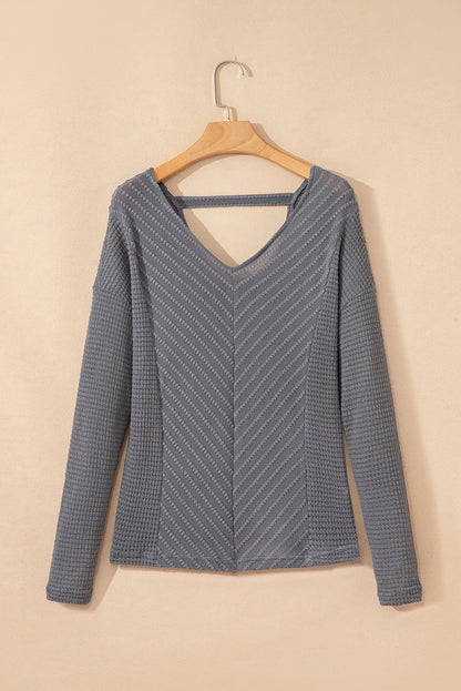 textured knit long sleeve top