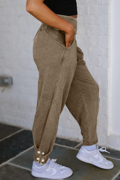 Elmwood Mineral Wash Jogger Style High Waist Casual Pants