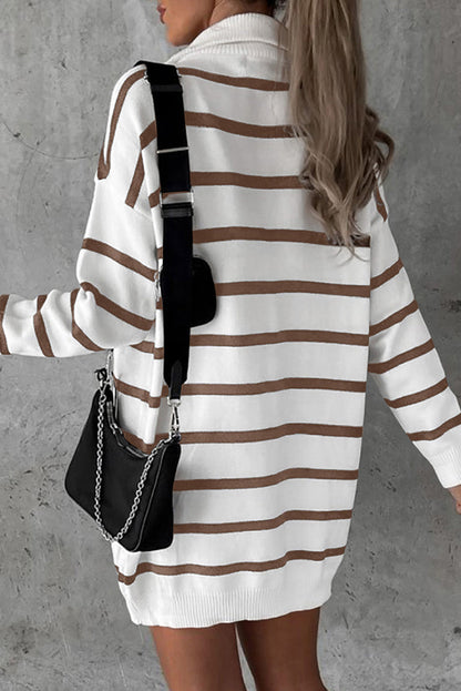 brown striped sweater dresssweater mini dress