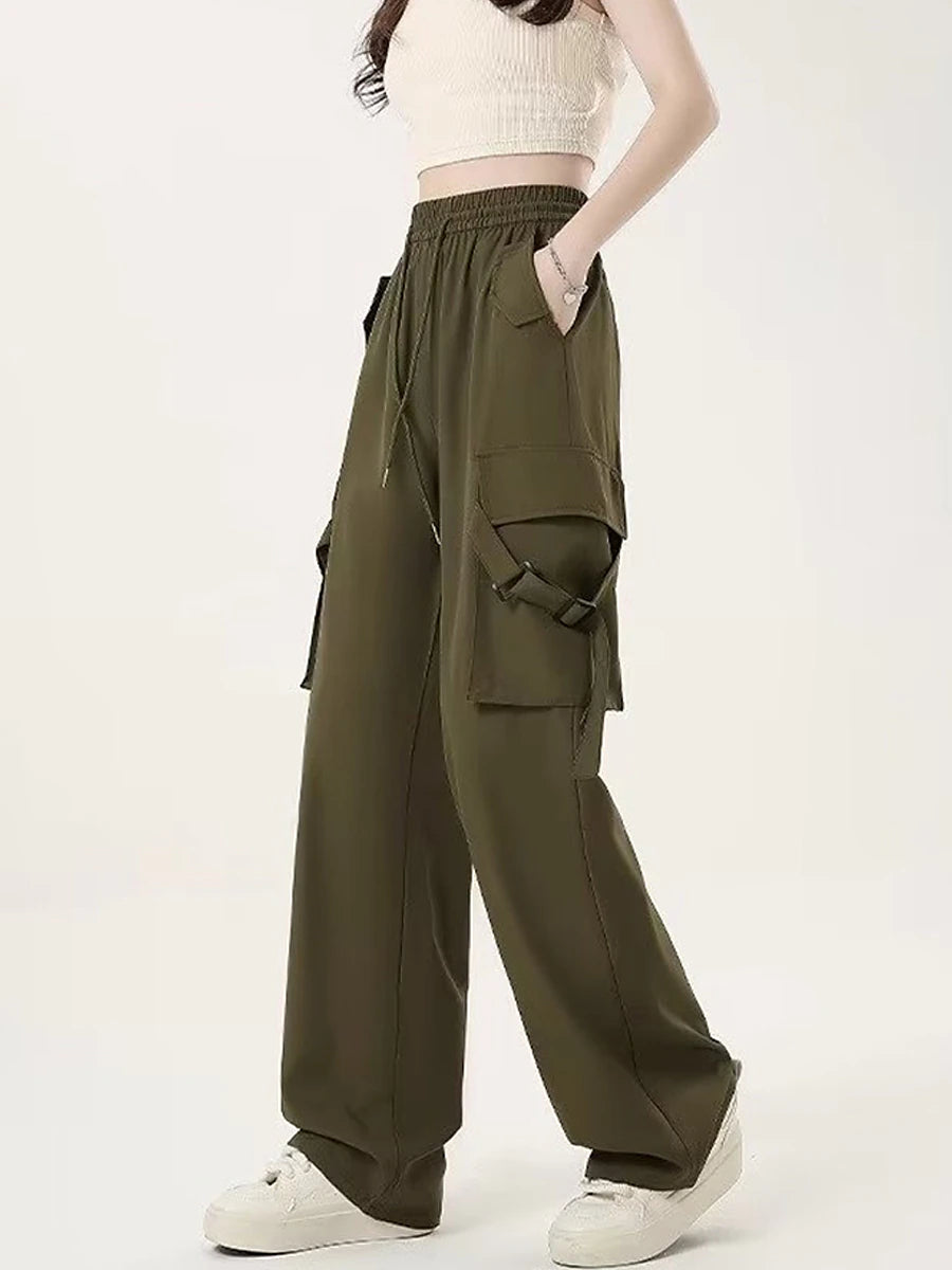 Women's Cargo Pants Polyester Plain Black Pink Fashion High Rise Full Length Street Daily Wear Fall Winter