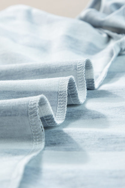 Black and White Striped V Neck Ruffle Sleeve Tee