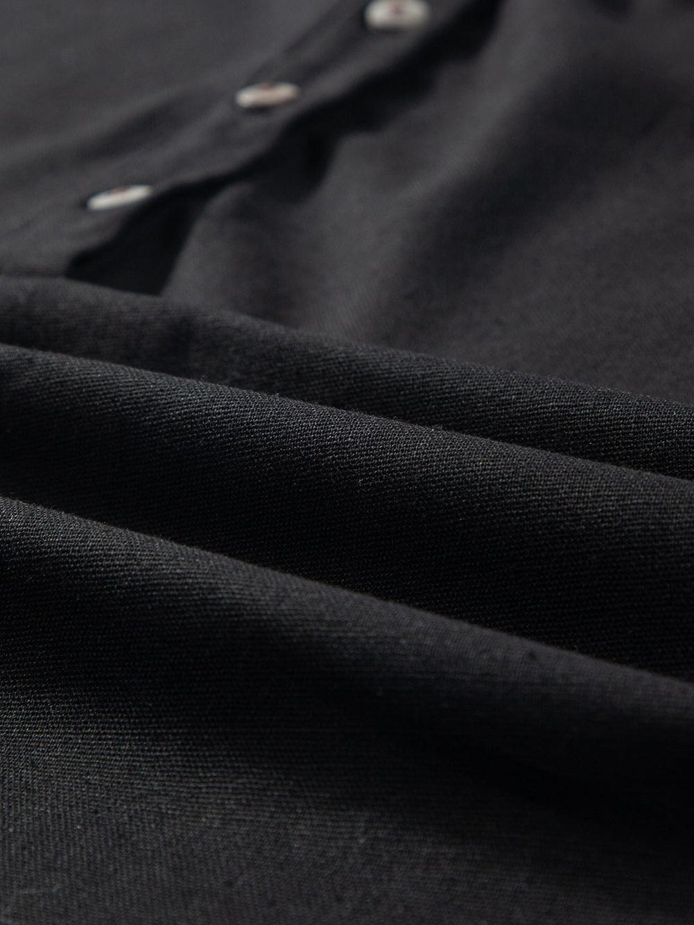 Black Button-Up Oversized Collared Top with Folded Short Sleeves