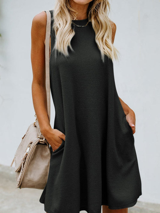 Black Crossed Back Knit Mini Dress with Cut-out Detail