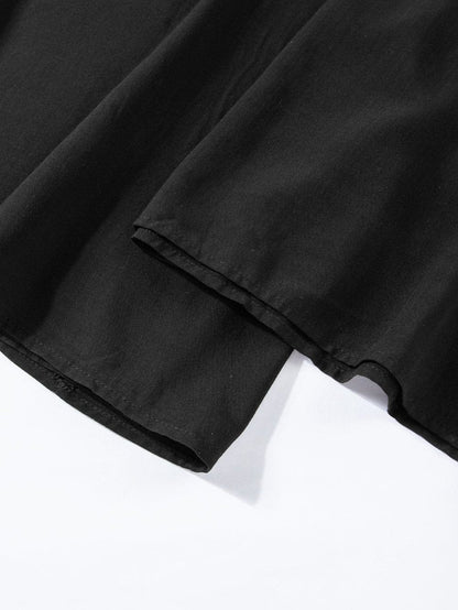 Black Drawstring Smocked High Waist Wide Leg Pants