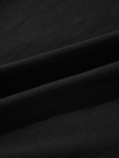 Black Drawstring Smocked High Waist Wide Leg Pants