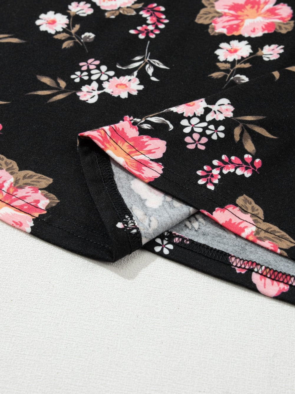 Black Floral Strappy Back Tank Top