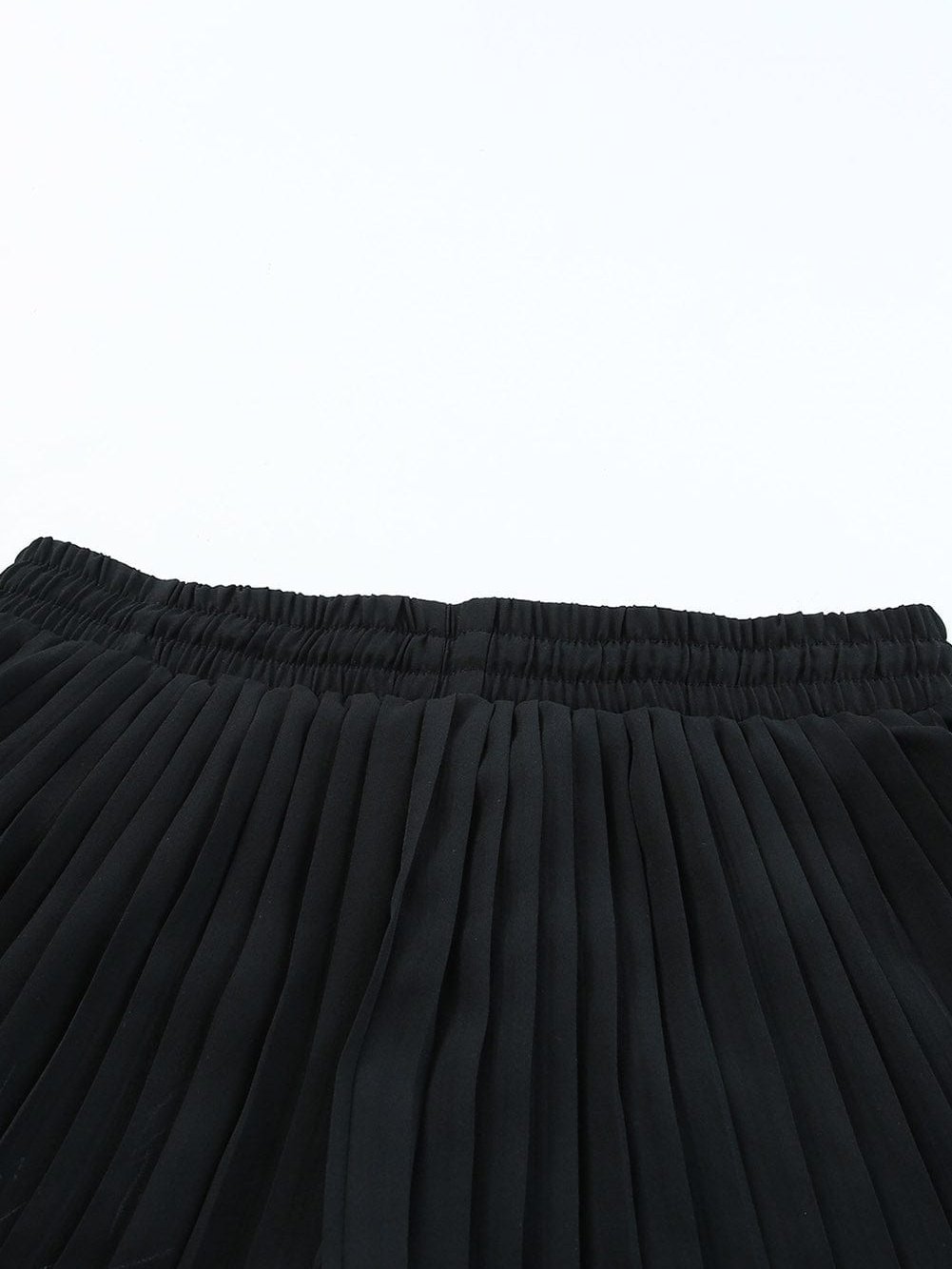 Black Flowy Pleated Shorts with Drawstring Waist