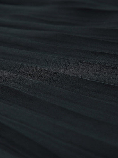 Black Flowy Pleated Shorts with Drawstring Waist