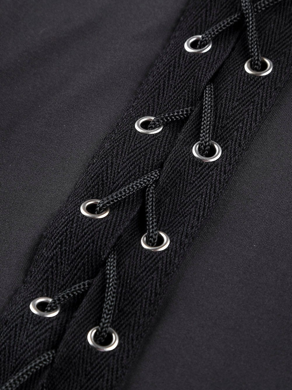 Black Front Lace-Up Grommet Leggings with Silver Hardware