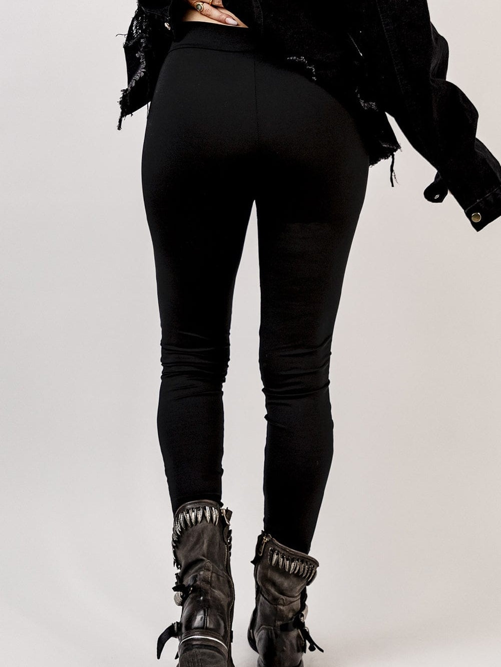 Black Grommet Lace Up Front Leggings