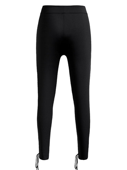 Black Grommet Lace Up Front Leggings