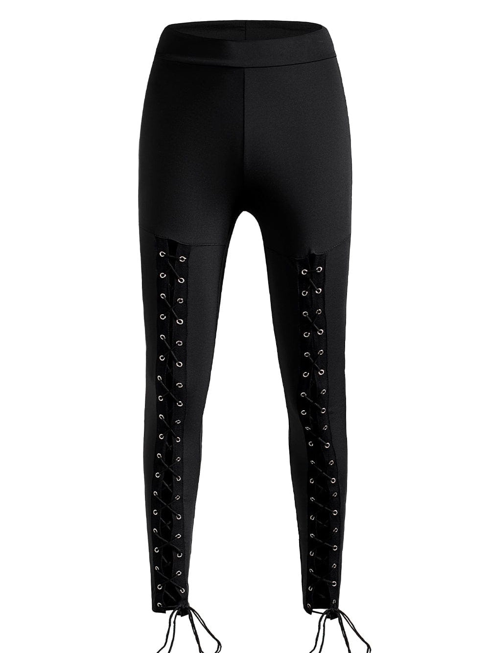 Black Grommet Lace Up Front Leggings