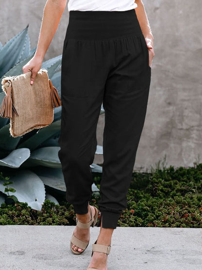 Black Harem Style Joggers with High Waist