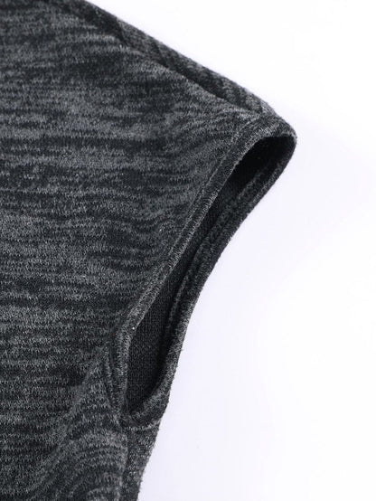 Black Heather Short Sleeve Drawstring High Waist Jumpsuit