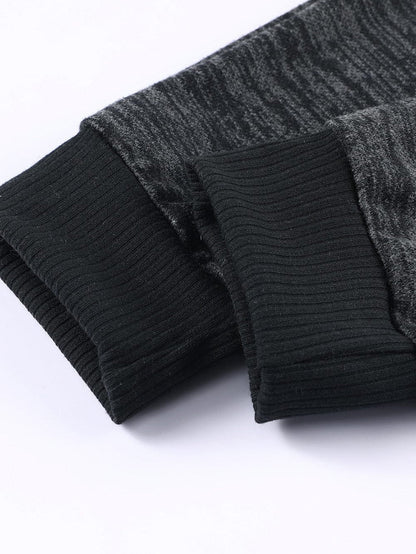 Black Heather Short Sleeve Drawstring High Waist Jumpsuit