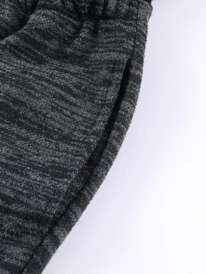 Black Heather Short Sleeve Drawstring High Waist Jumpsuit