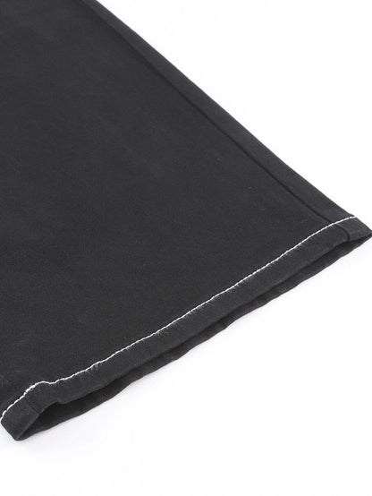 Black High Waist Straight Leg Cargo Pants with Pockets