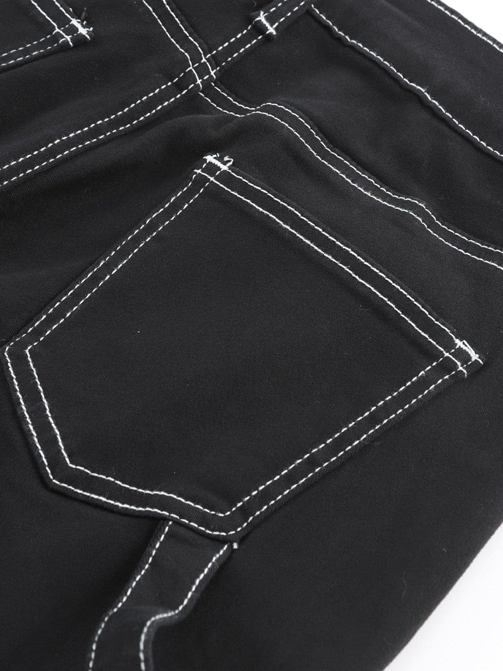 Black High Waist Straight Leg Cargo Pants with Pockets