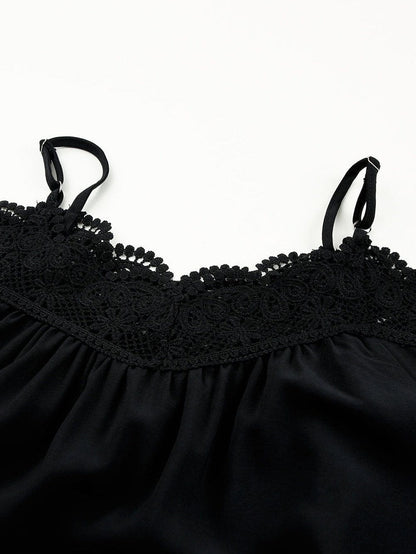 Black Lace Off-Shoulder Top with Crochet Detail