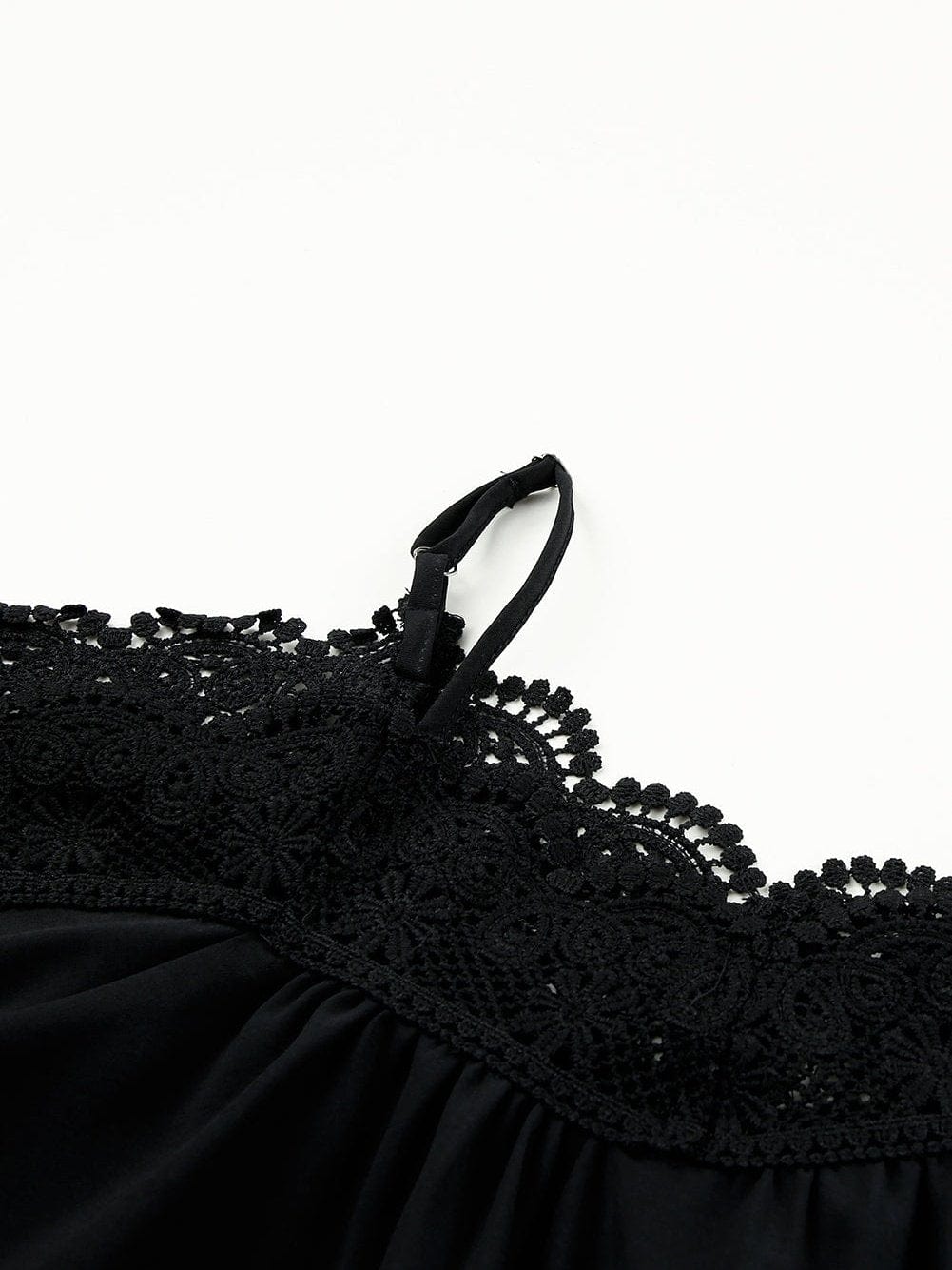 Black Lace Off-Shoulder Top with Crochet Detail