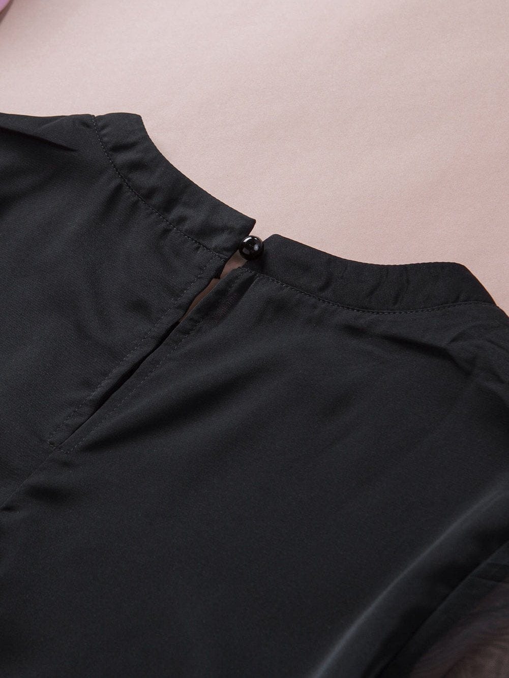 Black Lace Sleeve Floral Patchwork Sheer Mesh Top