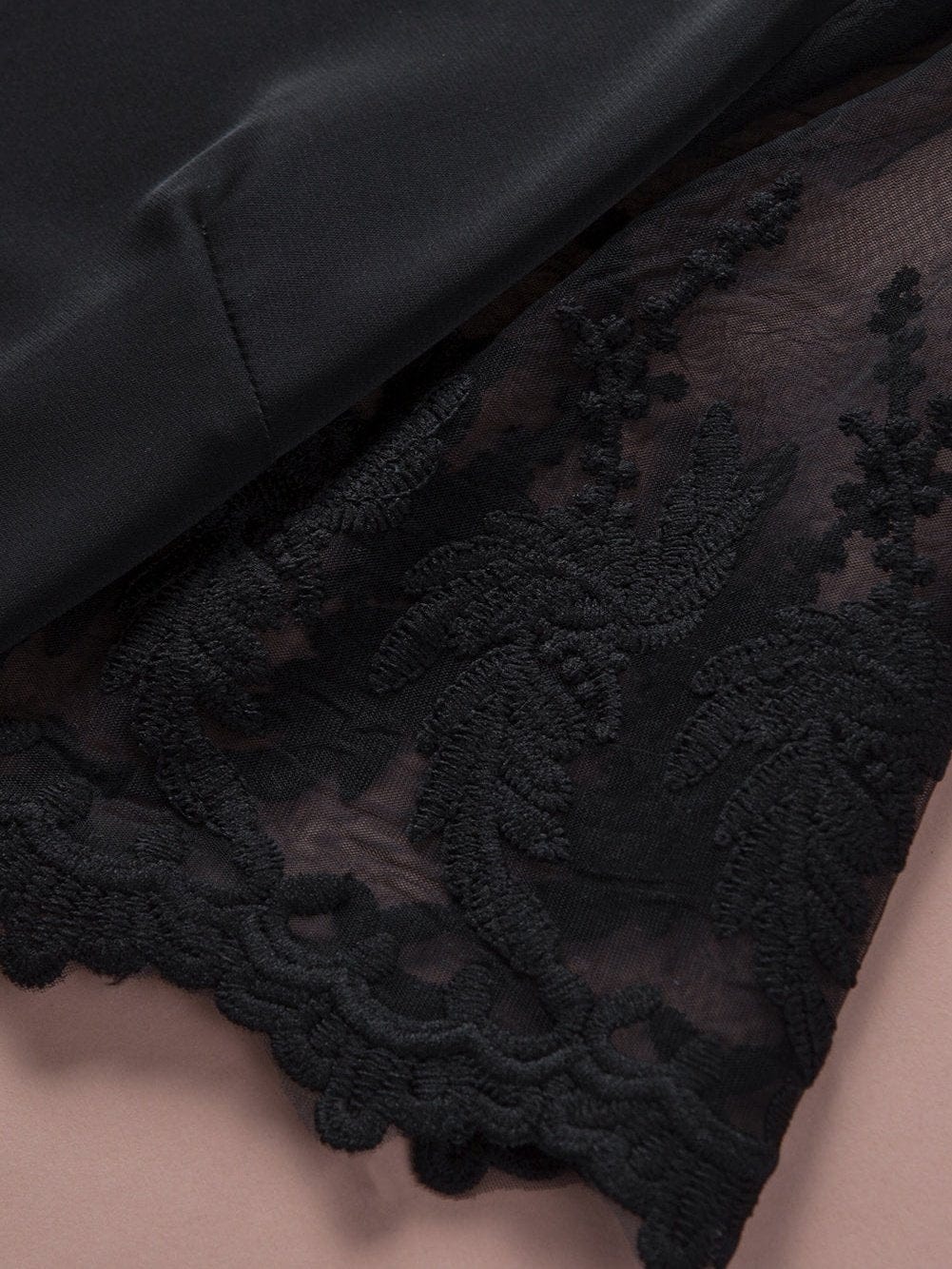 Black Lace Sleeve Floral Patchwork Sheer Mesh Top