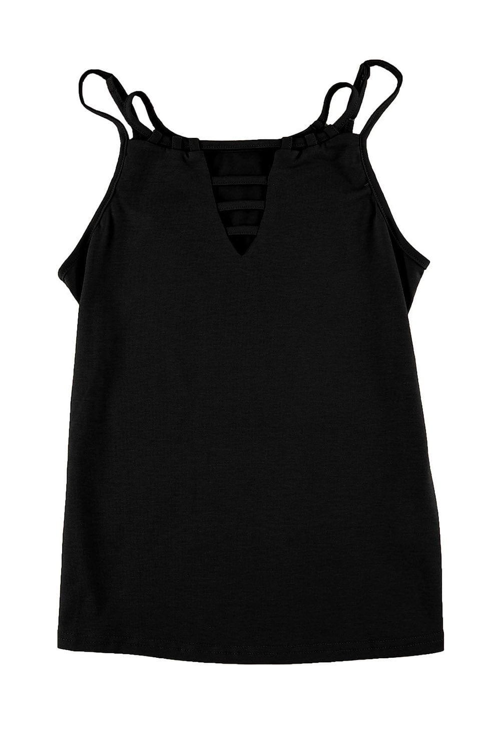 Black Lace-Up Hollow-out Tank Top