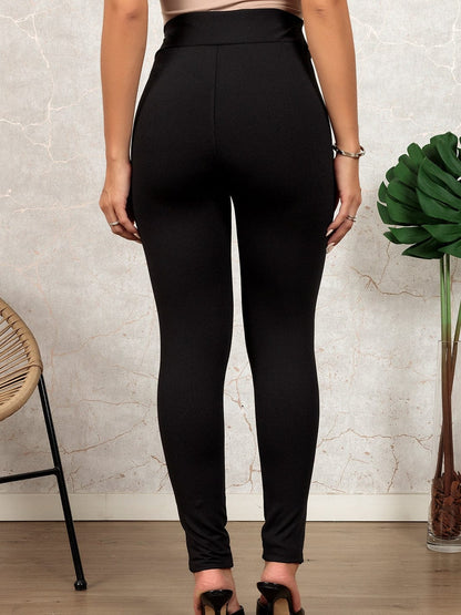 Black Leather Patchwork High Waist Leggings for a Stylish Look
