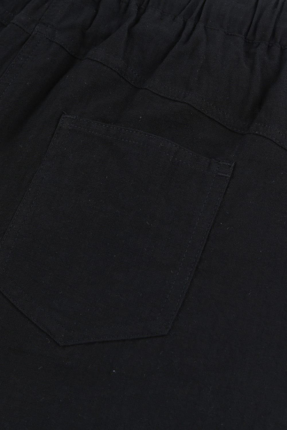 Black Linen Drawstring Shorts