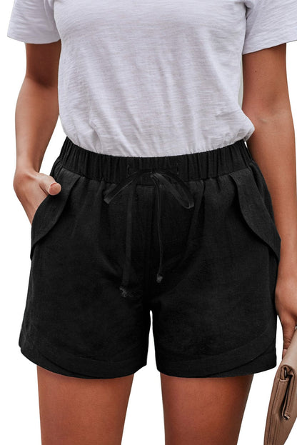 Black Linen Drawstring Shorts