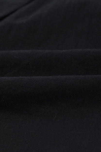 Black Linen Drawstring Shorts