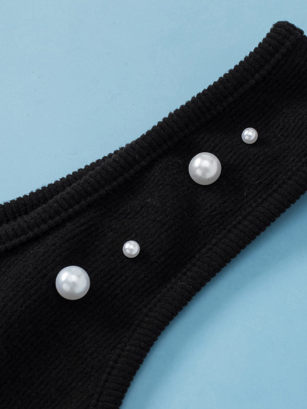 Black Pearl Embellished Square Neck Sleeveless Top