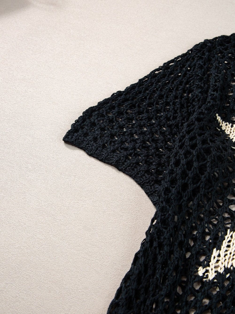 Black Star Crochet Knit Summer Top with Graphic Design