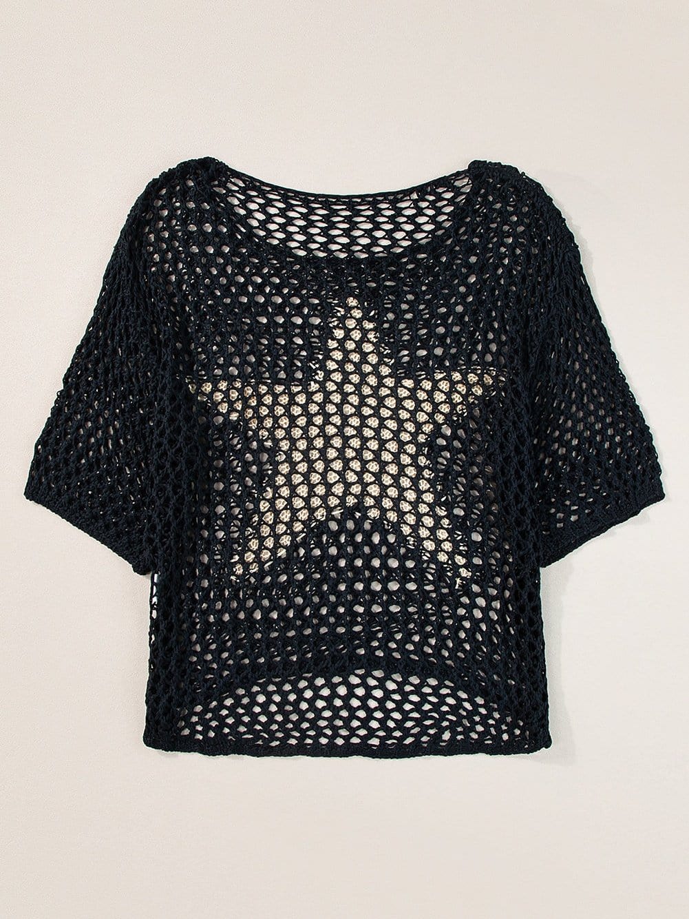 Black Star Crochet Knit Summer Top with Graphic Design