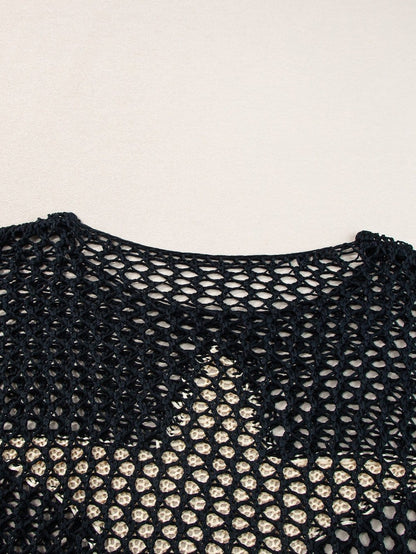 Black Star Crochet Knit Summer Top with Graphic Design